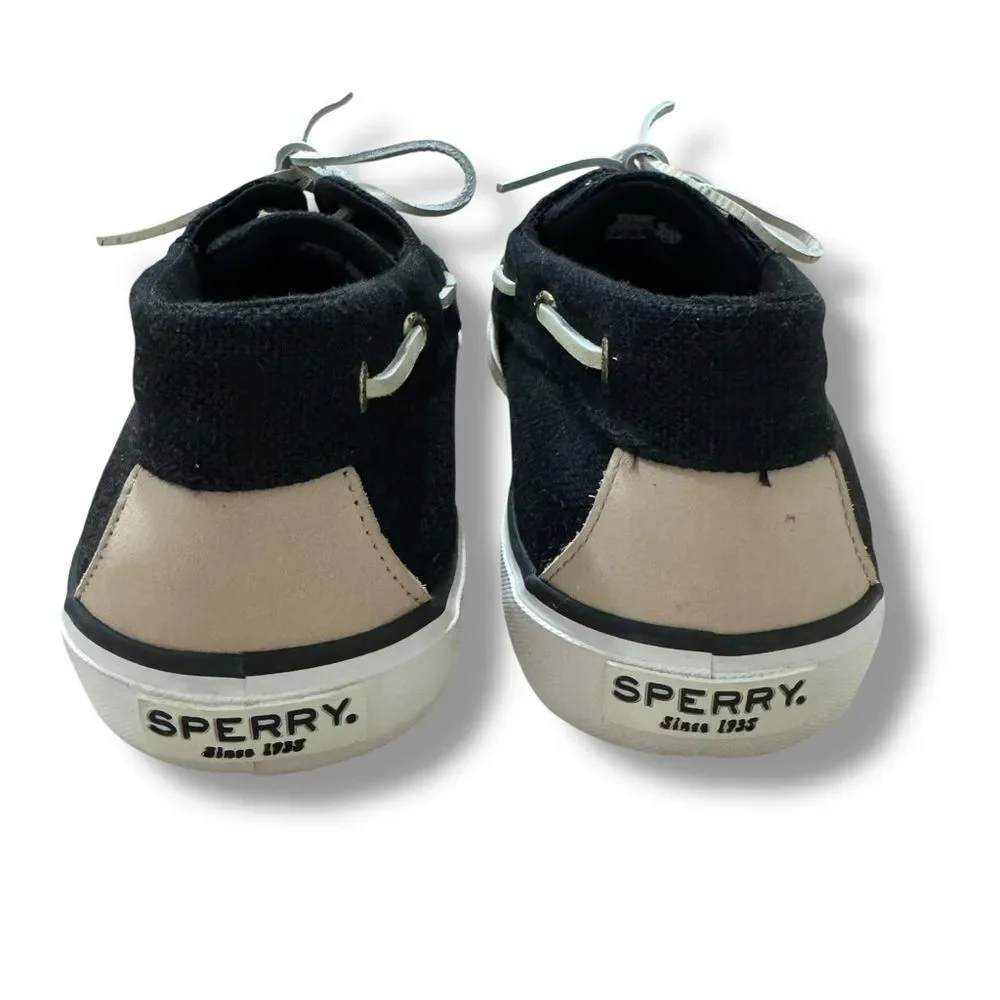 Sperry SeaCycled Bahama II Baja Sneakers 13 Black Canvas Coastal Casual Style